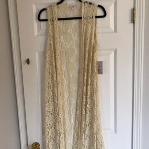 NWT Lace LuLaRoe Joy Vest, Medium, cream